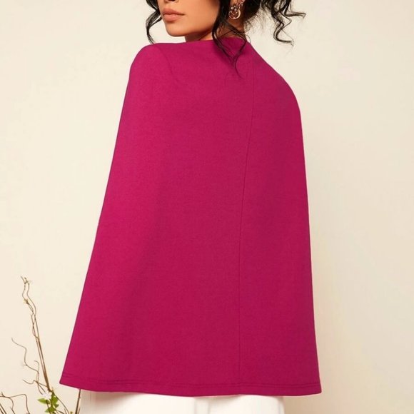 Double Button Cloak Sleeve Classy Blazer work chic Magenta - Picture 4 of 5